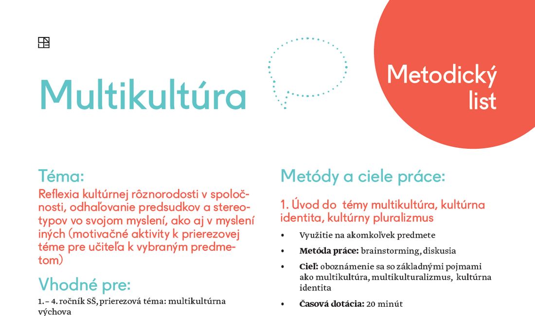 Metodický list Multikultúra